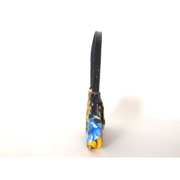 Designer Stuart Weitzman Floral Print Fabric/Patent Leather Handbag - Picture 10 of 14